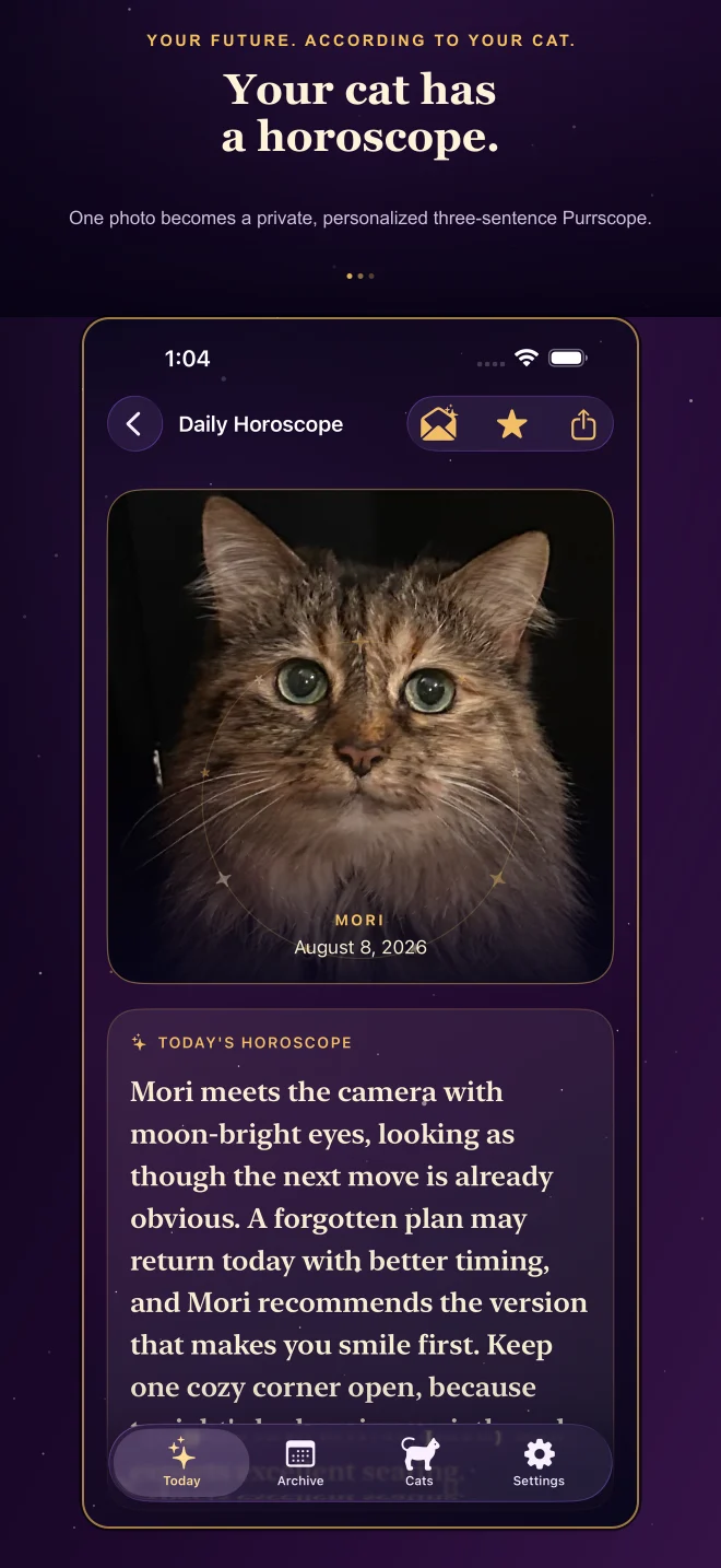 Purrscope daily horoscope for Mori