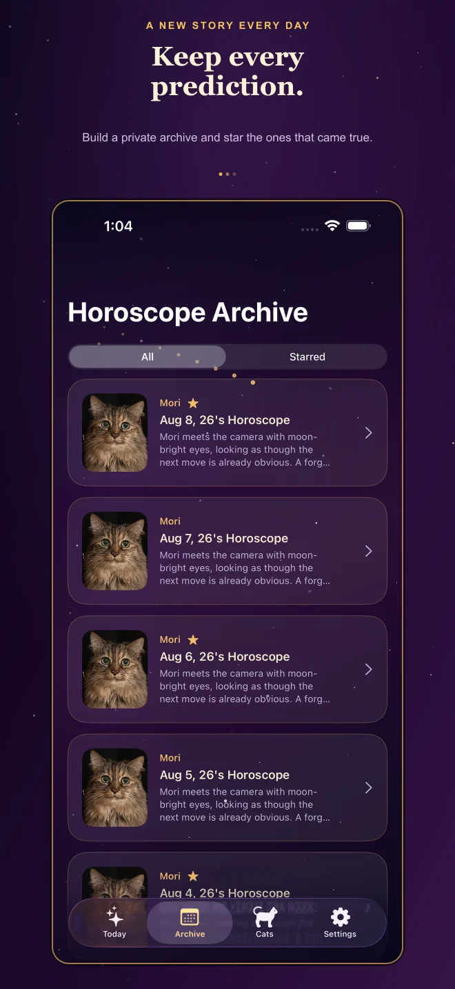 Purrscope private horoscope archive